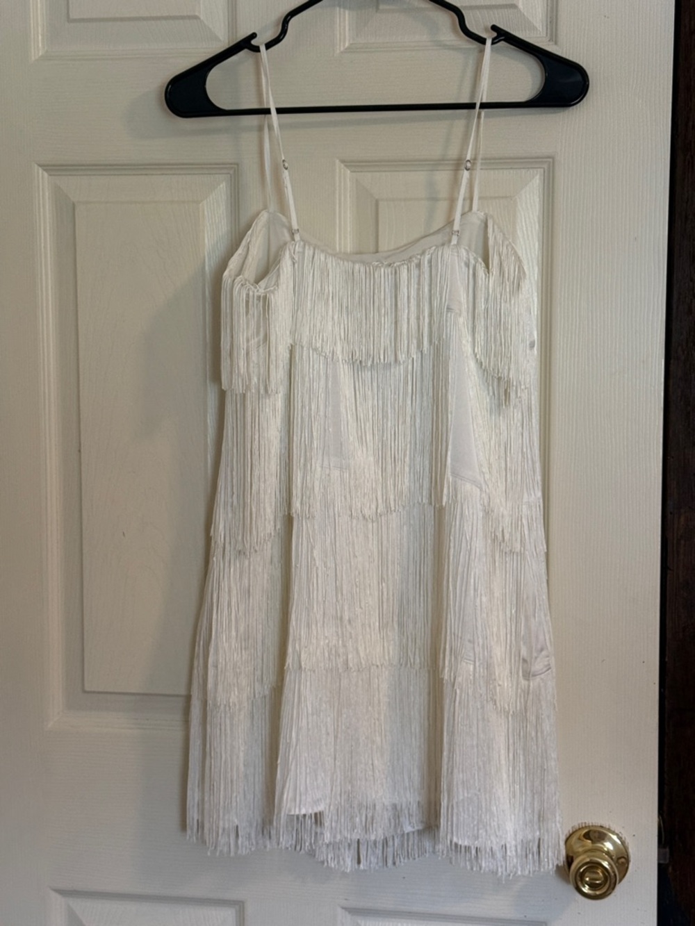 Abercrombie & Fitch White Fringe Spaghetti-Strap Mini Dress - Picture 4 of 7